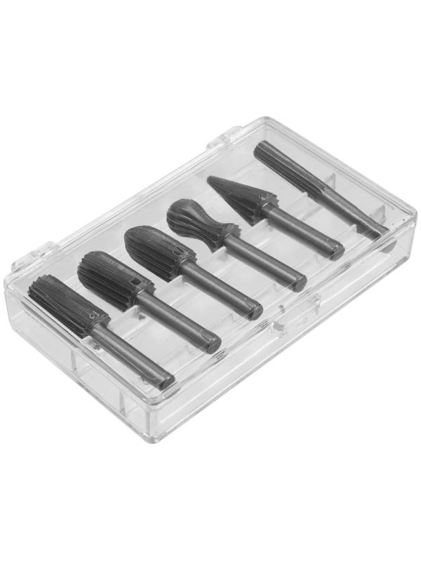 Набор шарошек по дереву и пластику ТУНДРА, пескоструйная обработка, хвостовик 6 мм, 6 шт.