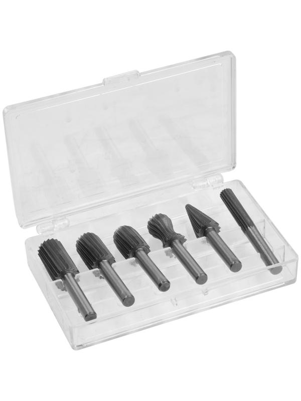 Набор шарошек по дереву и пластику ТУНДРА, пескоструйная обработка, хвостовик 6 мм, 6 шт.