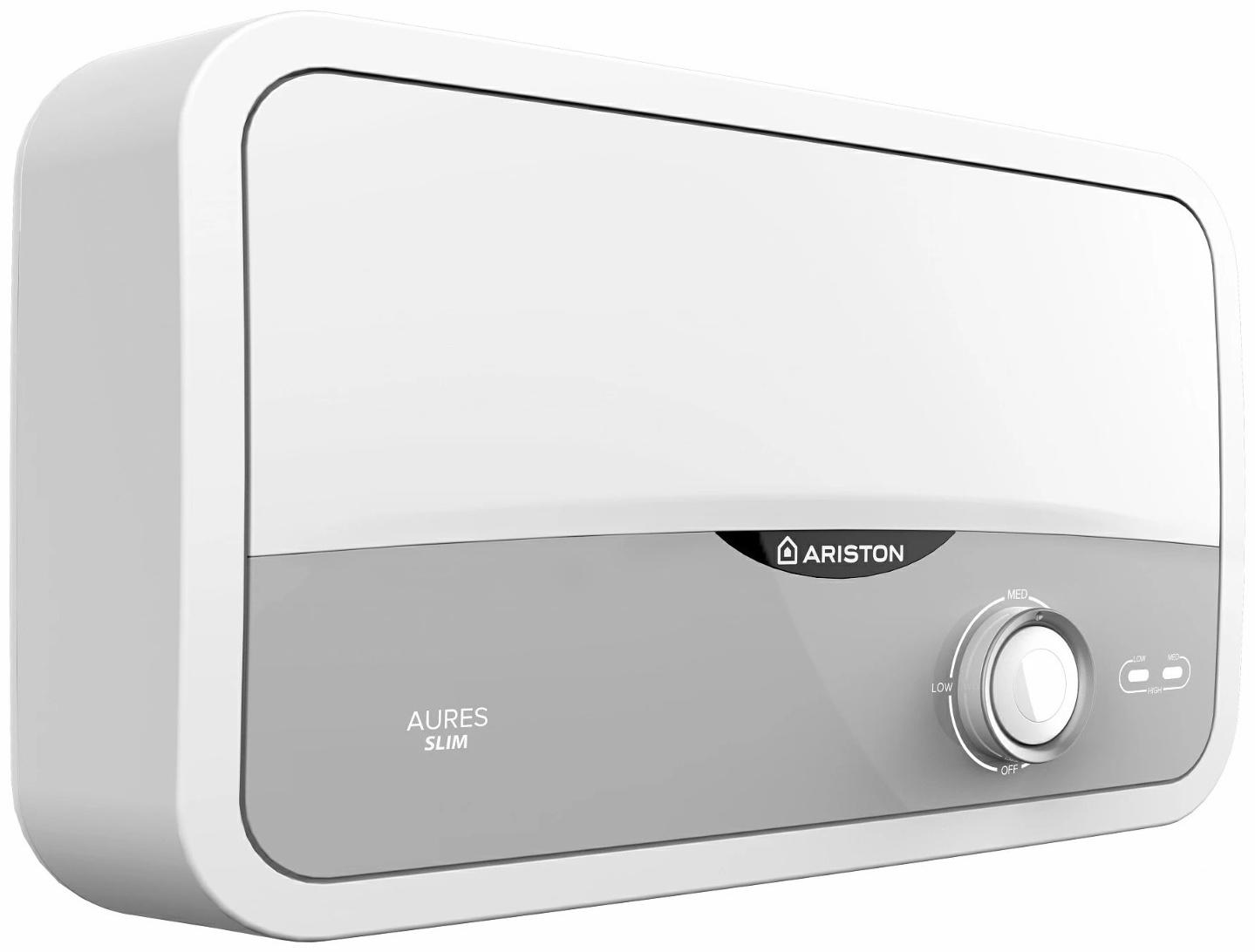 Водонагреватель ARISTON Aures S 3.5 COM PL, проточный, 3.5 кВт, бело-серый