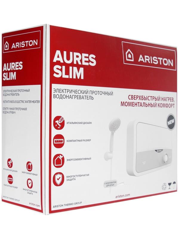 Водонагреватель ARISTON Aures S 3.5 SH PL, проточный, 3.5 кВт, бело-серый