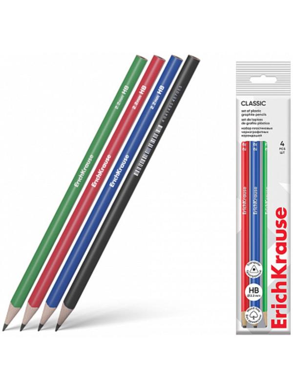 Набор чернографитных карандашей 4 штуки HB ErichKrause 