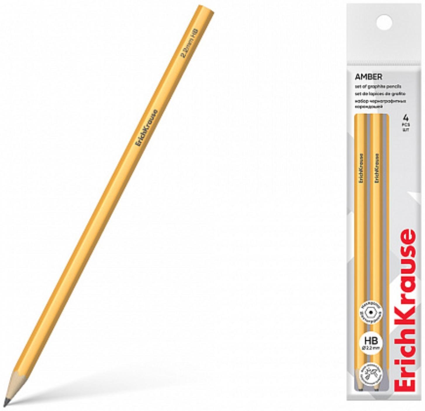 Набор чернографитных карандашей 4 штуки HB ErichKrause 