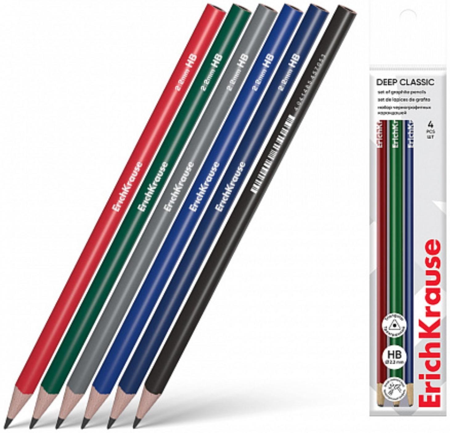 Набор чернографитных карандашей 4 штуки HB ErichKrause 