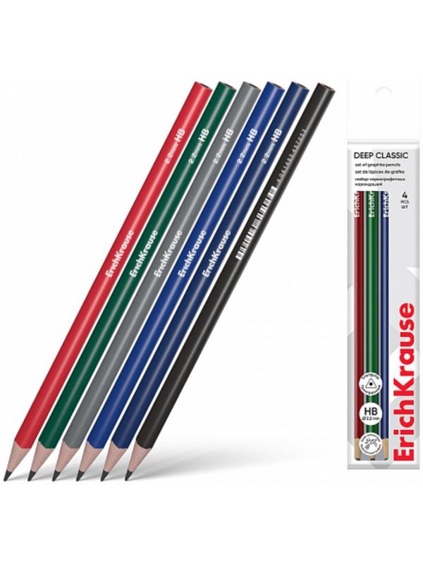 Набор чернографитных карандашей 4 штуки HB ErichKrause 