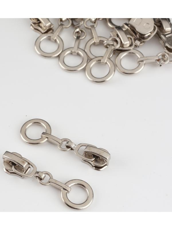 Замок автоматический для металлической молнии, №3, декоративный, 10 шт, цвет никель