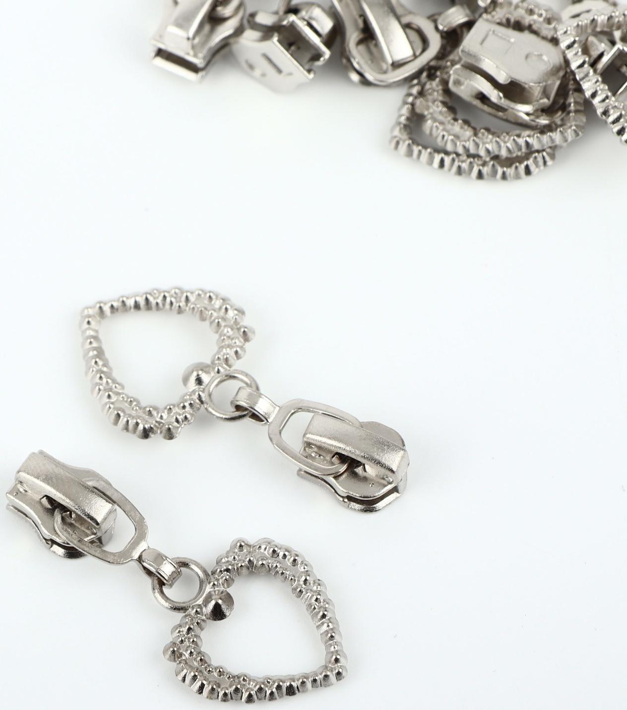 Замок автоматический для металлической молнии, №3, декоративный, 10 шт, цвет никель