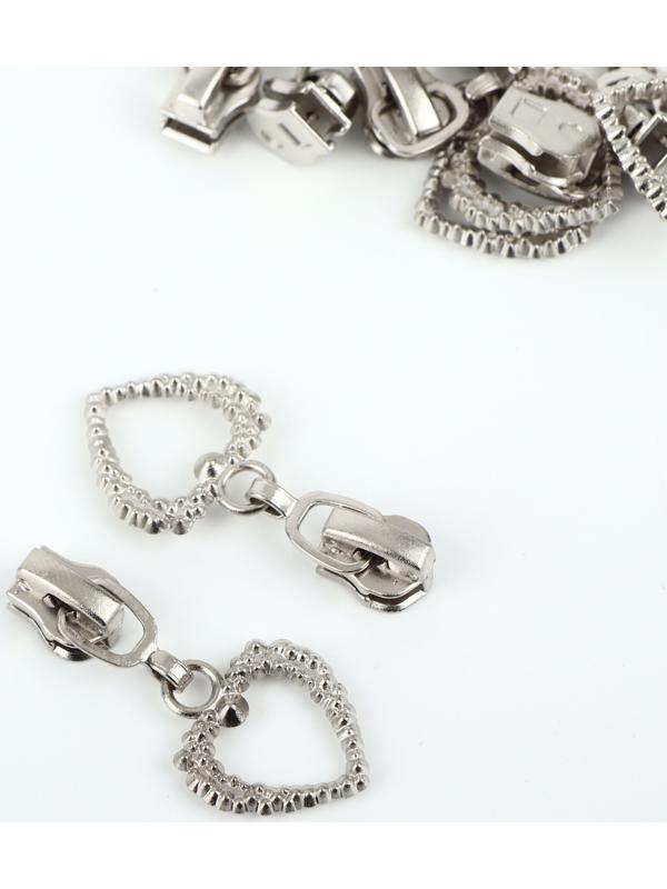 Замок автоматический для металлической молнии, №3, декоративный, 10 шт, цвет никель