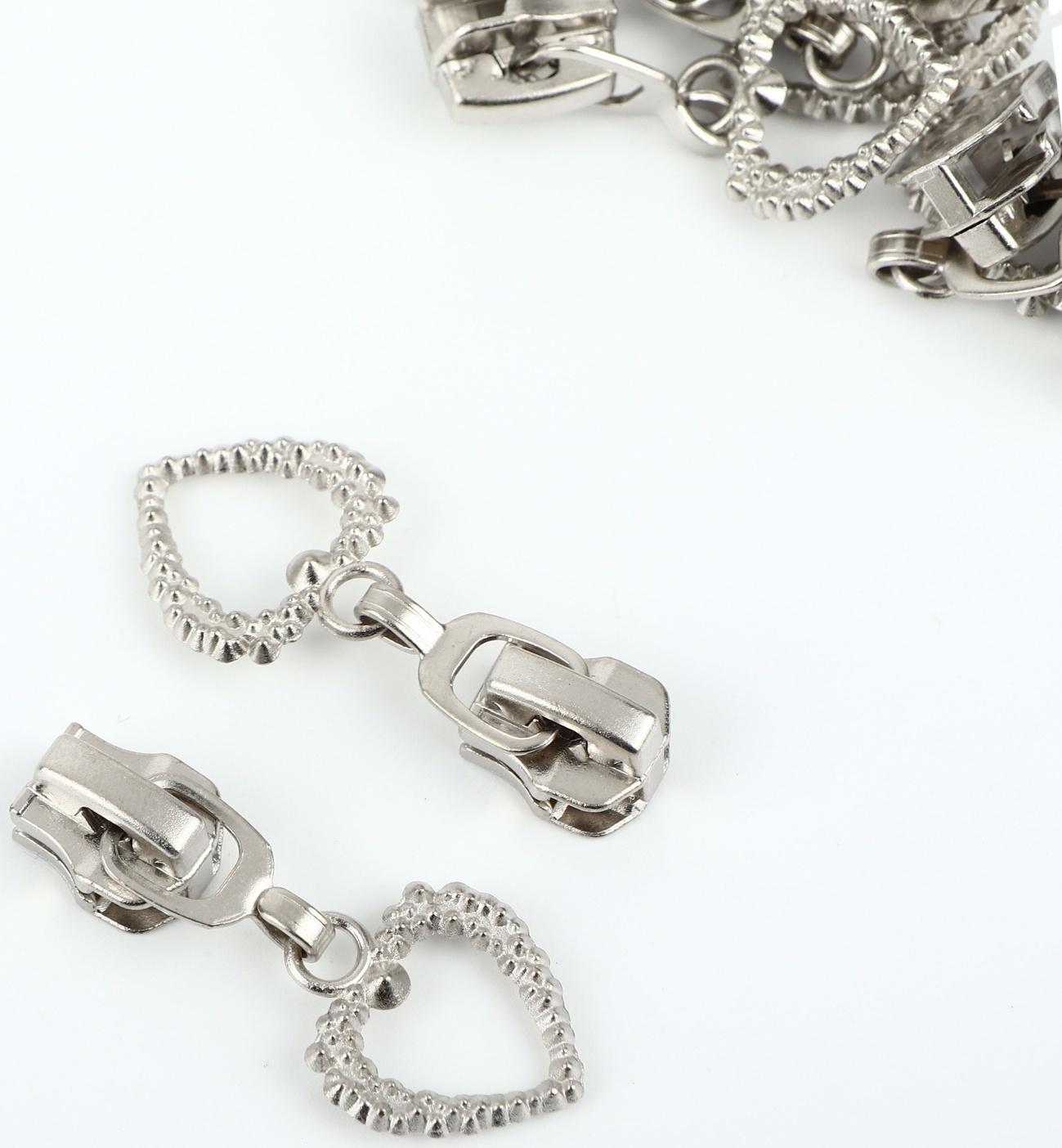 Замок автоматический для металлической молнии, №5, декоративный, 10 шт, цвет никель