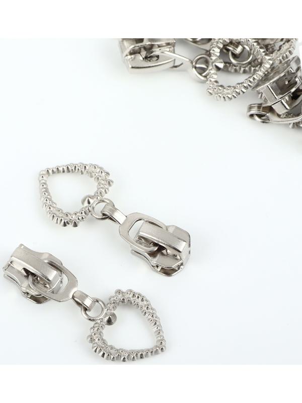 Замок автоматический для металлической молнии, №5, декоративный, 10 шт, цвет никель