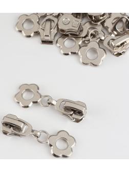 Замок автоматический для металлической молнии, №5, декоративный, 10 шт, цвет никель