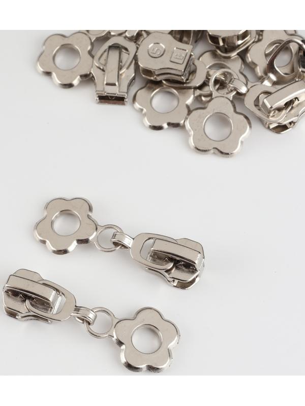 Замок автоматический для металлической молнии, №5, декоративный, 10 шт, цвет никель