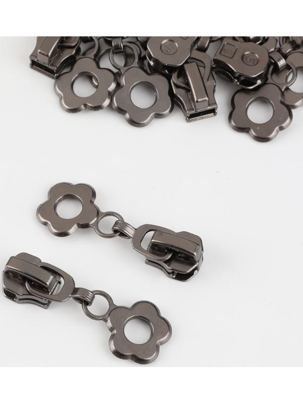 Замок автоматический для металлической молнии, №5, декоративный, 10 шт, цвет чёрный никель