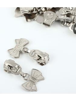 Замок автоматический для металлической молнии, №5, декоративный, 10 шт, цвет никель