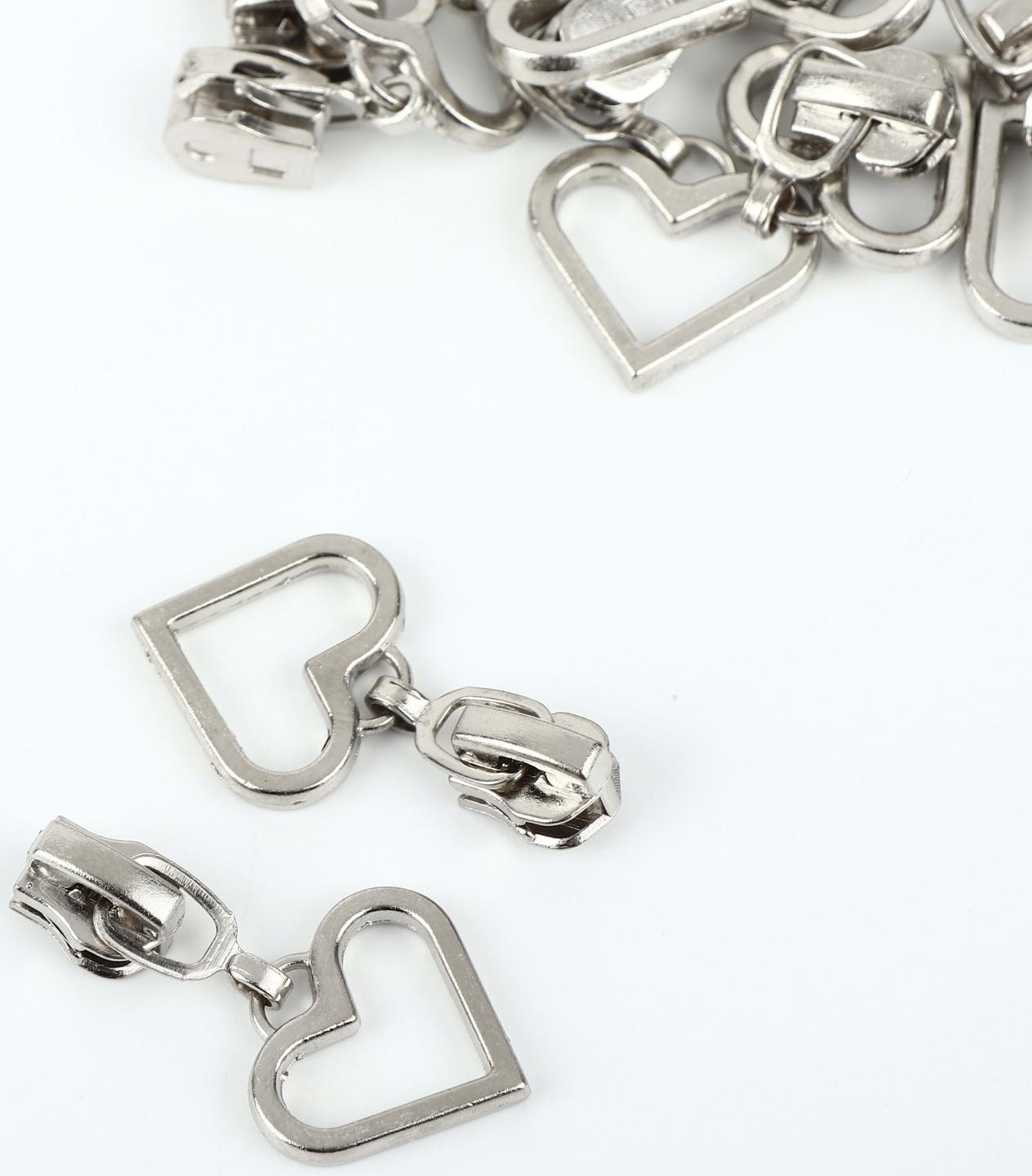 Замок автоматический для металлической молнии, №3, декоративный, 10 шт, цвет никель