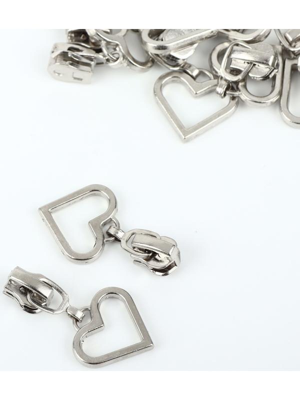 Замок автоматический для металлической молнии, №3, декоративный, 10 шт, цвет никель