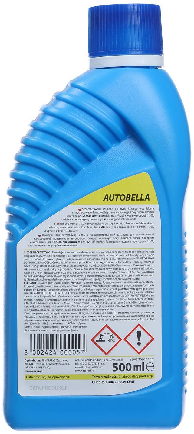 Автошампунь для ручной мойки Plak Autobella, 500 мл