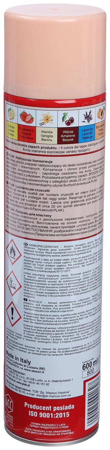 Полироль пластика Plak Персик, аэрозоль, 600 мл
