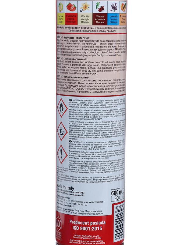 Полироль пластика Plak Персик, аэрозоль, 600 мл