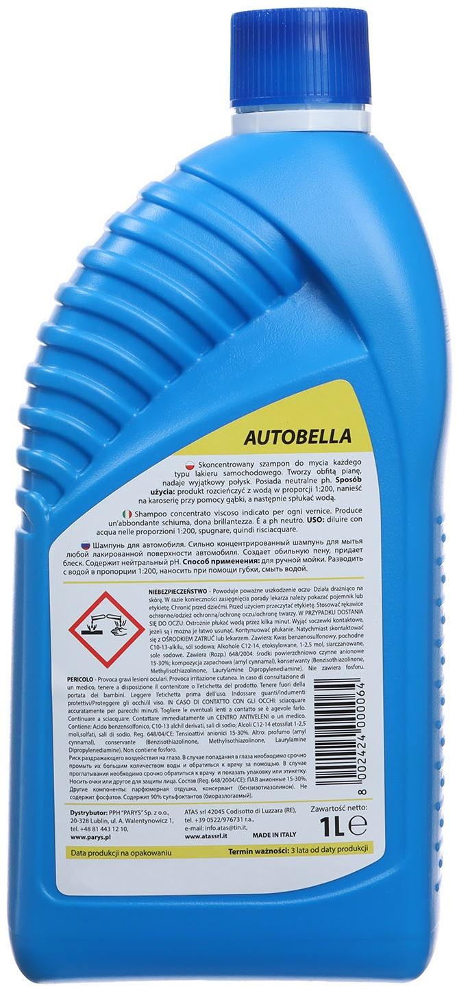 Автошампунь для ручной мойки Plak Autobella, 1 л