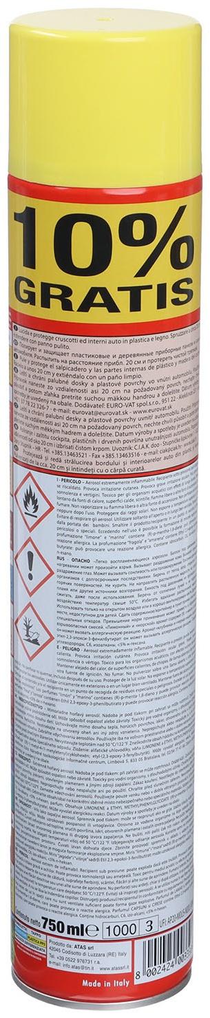 Полироль пластика Plak Ананас, аэрозоль, 750 мл