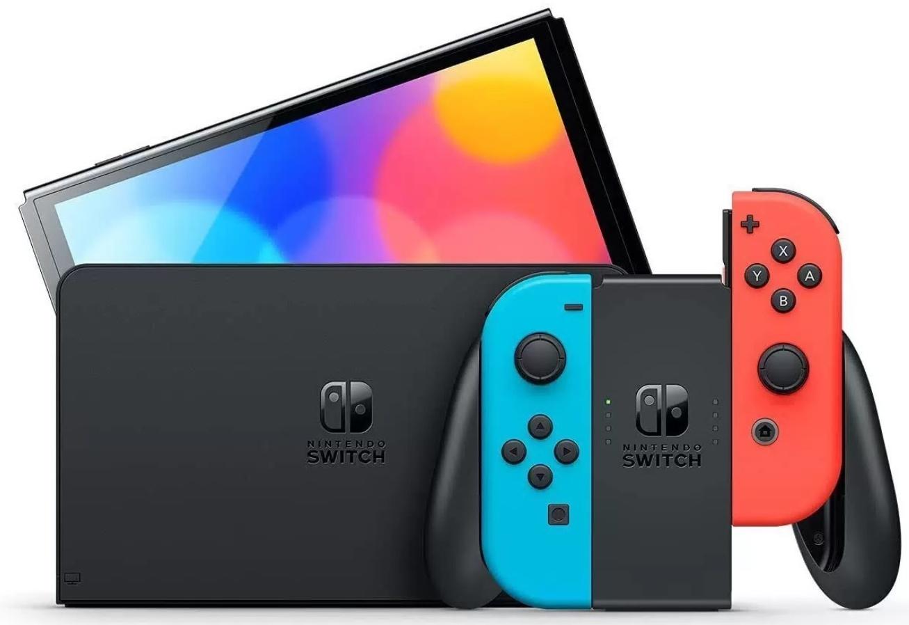 Игровая приставка Nintendo Switch, 64 Гб, OLED, 2 контроллера Joy-Con, красно-синяя