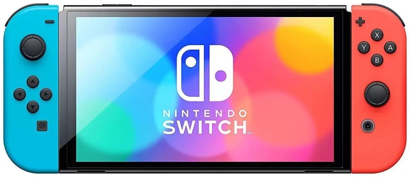 Игровая приставка Nintendo Switch, 64 Гб, OLED, 2 контроллера Joy-Con, красно-синяя