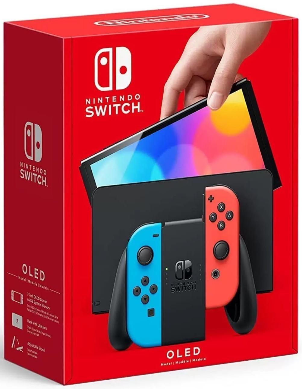 Игровая приставка Nintendo Switch, 64 Гб, OLED, 2 контроллера Joy-Con, красно-синяя