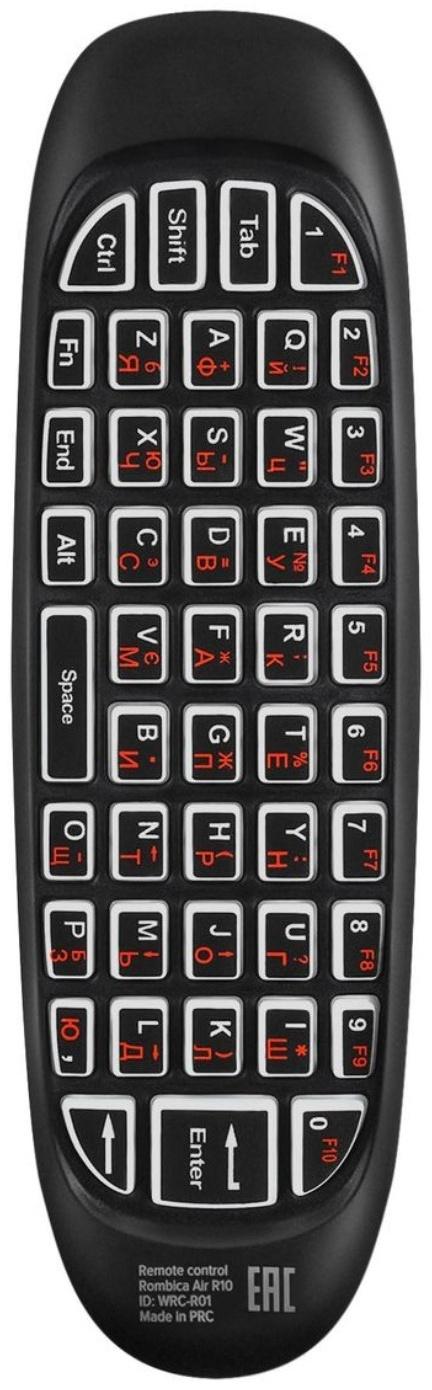 Пульт ДУ Air R10 (WRC-R01), для медиаплееров, ТВ, ПК, универсальный, USB, черный