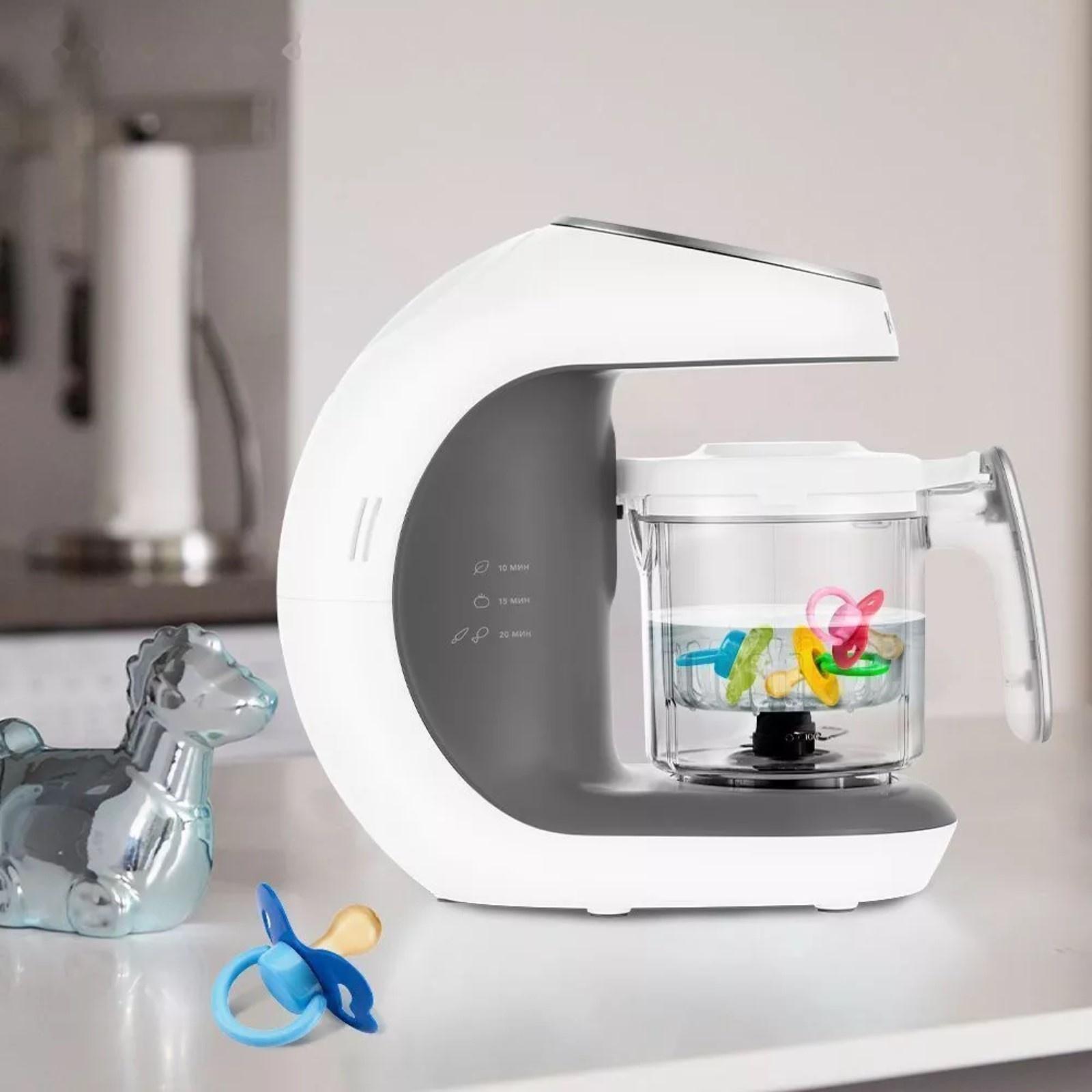 Блендер-пароварка Kitfort КТ-2322-1, стационарный, 300 Вт, 0.45/0.3/0.2 л, серо-белый