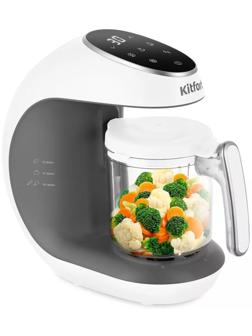 Блендер-пароварка Kitfort КТ-2322-1, стационарный, 300 Вт, 0.45/0.3/0.2 л, серо-белый