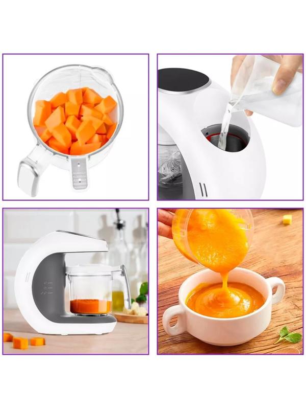 Блендер-пароварка Kitfort КТ-2322-1, стационарный, 300 Вт, 0.45/0.3/0.2 л, серо-белый