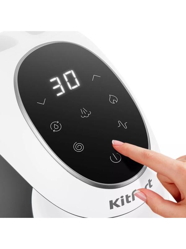 Блендер-пароварка Kitfort КТ-2322-1, стационарный, 300 Вт, 0.45/0.3/0.2 л, серо-белый