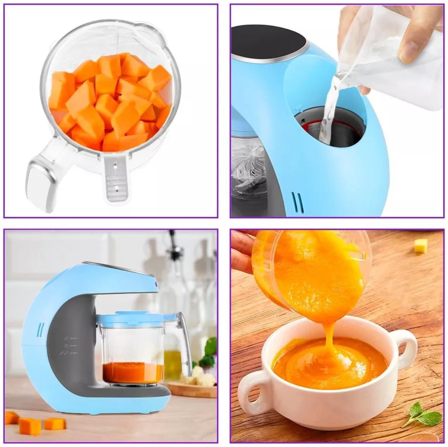 Блендер-пароварка Kitfort КТ-2322-2, стационарный, 300 Вт, 0.45/0.3/0.2 л, серо-голубой