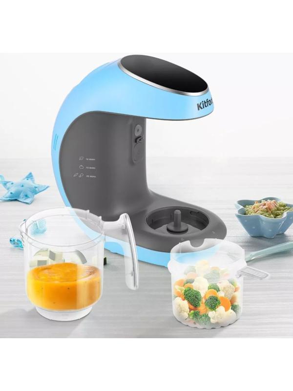 Блендер-пароварка Kitfort КТ-2322-2, стационарный, 300 Вт, 0.45/0.3/0.2 л, серо-голубой