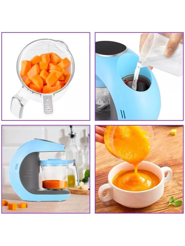 Блендер-пароварка Kitfort КТ-2322-2, стационарный, 300 Вт, 0.45/0.3/0.2 л, серо-голубой