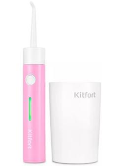 Ирригатор Kitfort КТ-2957-1, портативный, 320 мл, 3 режима, 2 насадки, от АКБ, бело-розовый