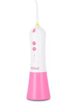 Ирригатор Kitfort КТ-2958-1, портативный, 200 мл, 4 режима, 3 насадки, от АКБ, бело-розовый