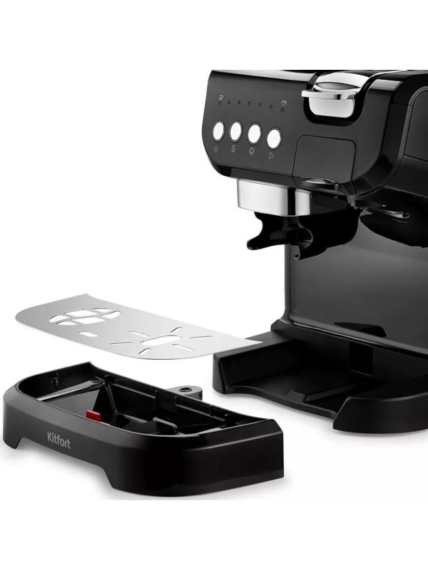 Кофемашина Kitfort КТ-7107, рожковая/капельная, 1560 Вт, 2 л, чёрная