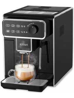 Кофемашина Kitfort КТ-7256, автоматическая, 1350 Вт, 1.5 л, чёрная