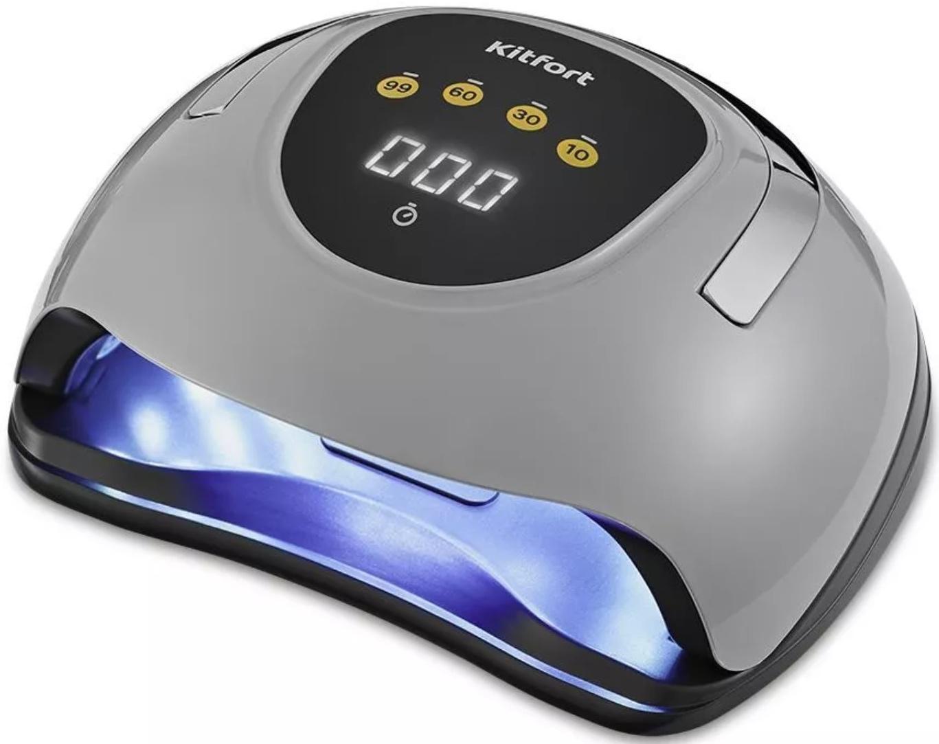 Лампа для гель-лака Kitfort КТ-3152, UV+LED, 57 диодов, 10/30/60/99 c, серая