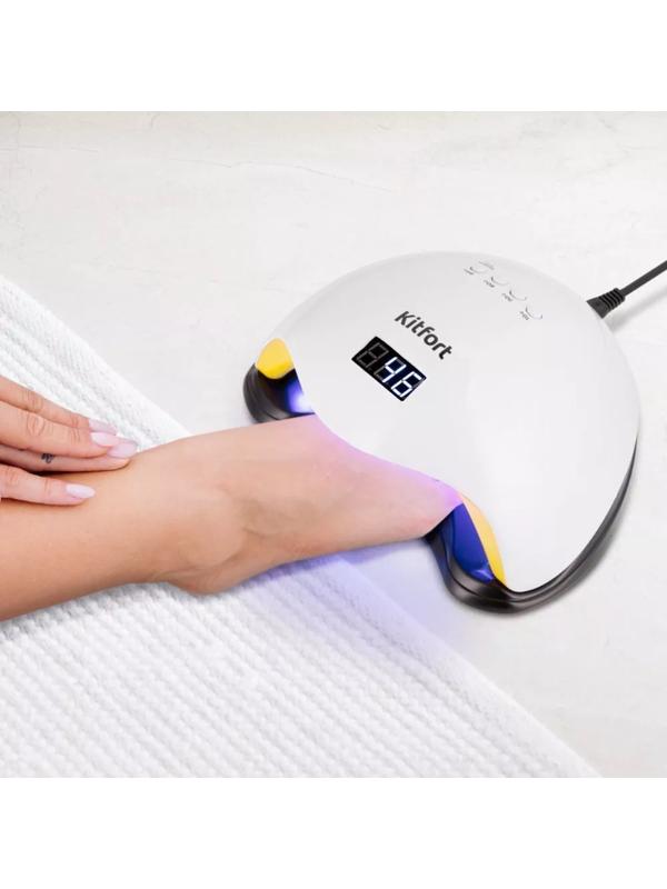 Лампа для гель-лака Kitfort КТ-3153, UV+LED, 24 диода, 10/30/60/99 c, бело-жёлтая