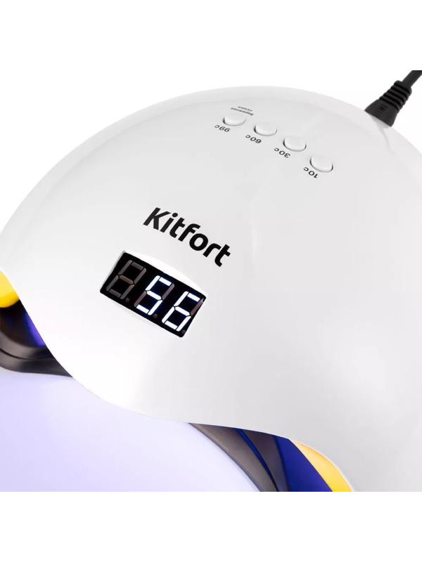Лампа для гель-лака Kitfort КТ-3153, UV+LED, 24 диода, 10/30/60/99 c, бело-жёлтая