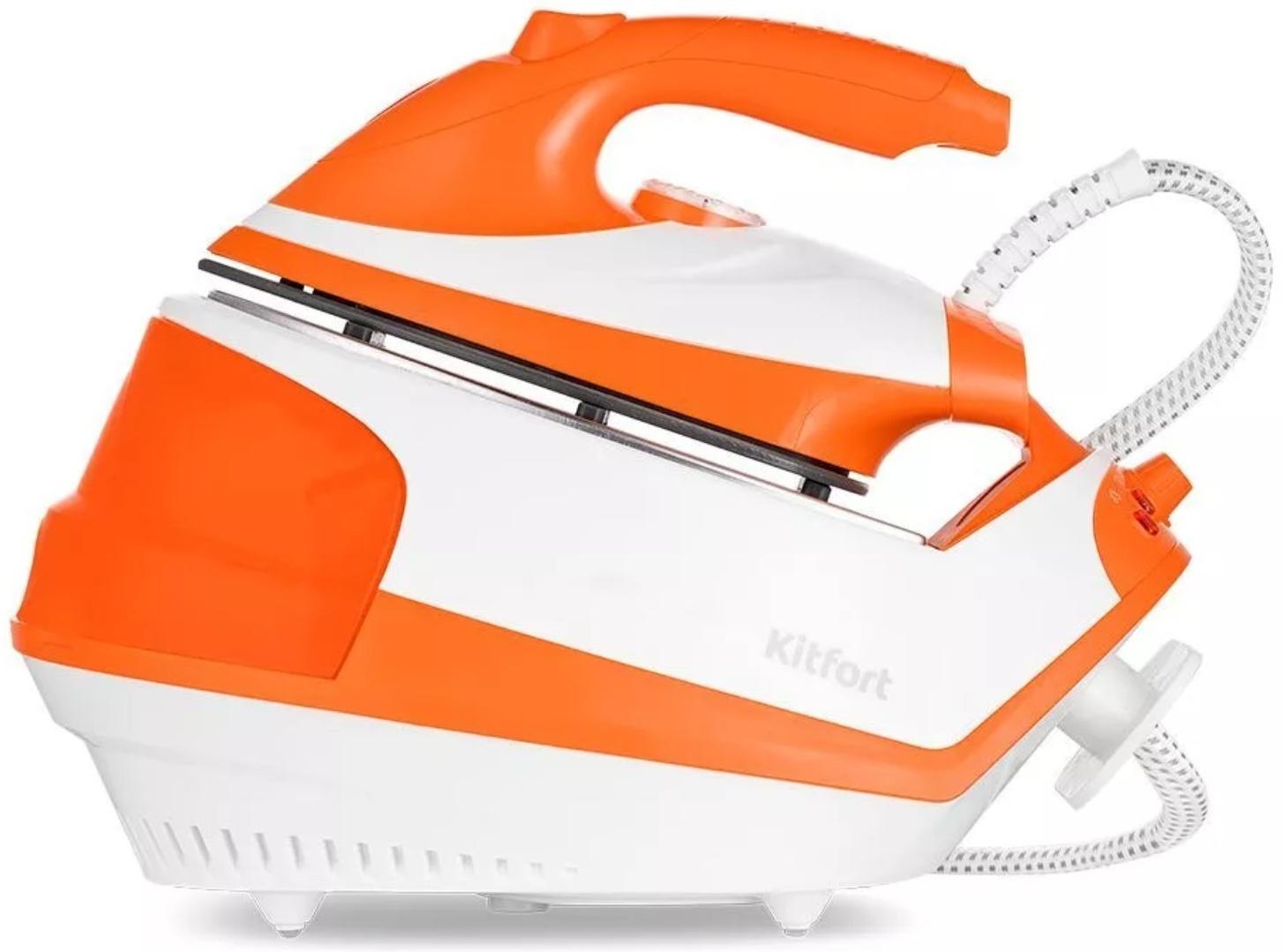 Отпариватель Kitfort КТ-9135-2, напольный, 2000 Вт, 1200 мл, 35 г/мин, утюжок,бело-оранжевый 1042265