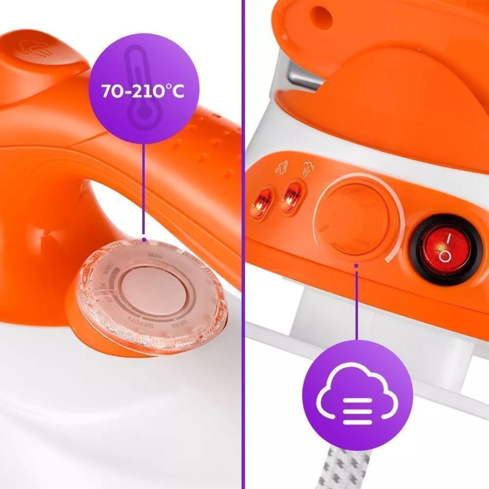 Отпариватель Kitfort КТ-9135-2, напольный, 2000 Вт, 1200 мл, 35 г/мин, утюжок,бело-оранжевый 1042265