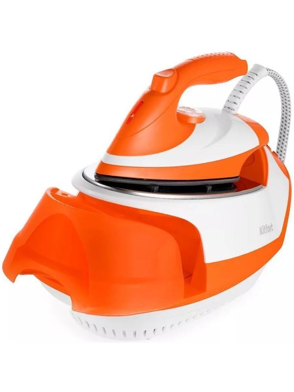 Отпариватель Kitfort КТ-9135-2, напольный, 2000 Вт, 1200 мл, 35 г/мин, утюжок,бело-оранжевый 1042265