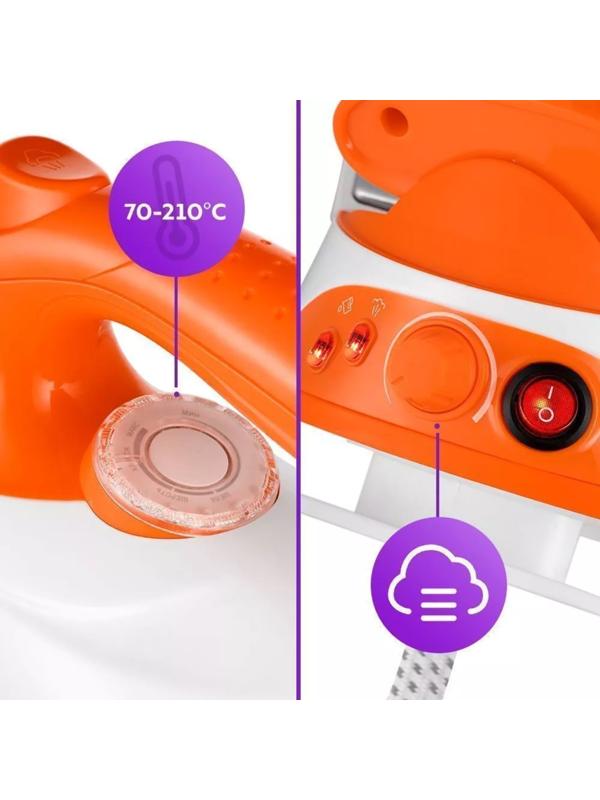 Отпариватель Kitfort КТ-9135-2, напольный, 2000 Вт, 1200 мл, 35 г/мин, утюжок,бело-оранжевый 1042265