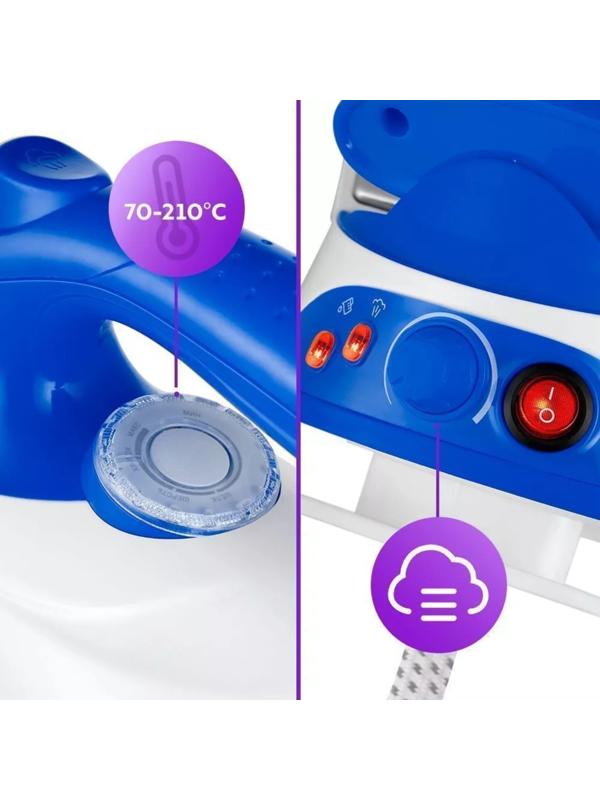 Отпариватель Kitfort КТ-9135-3, напольный, 2000 Вт, 1200 мл, 35 г/мин,утюжок, бело-синий