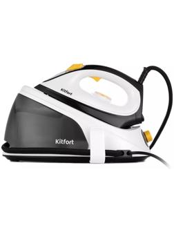 Отпариватель Kitfort КТ-9148, напольный, 2000 Вт, 1100 мл, 50 г/мин, утюжок, чёрный-белый