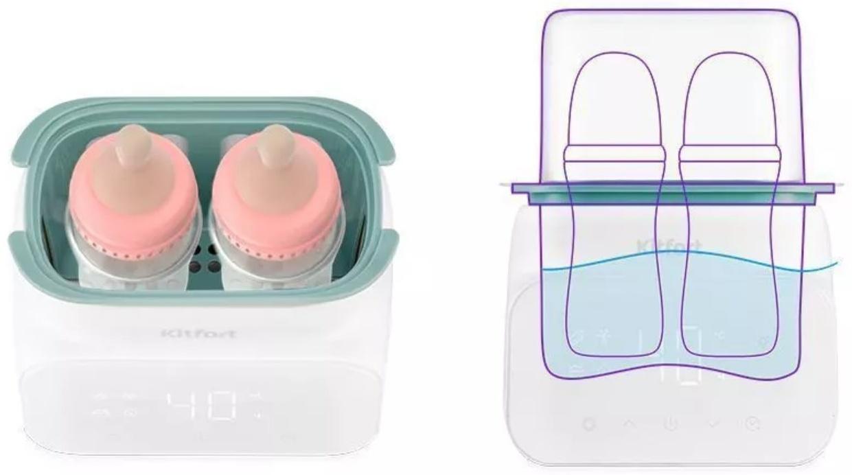 Подогреватель-стерилизатор бутылочек Kitfort КТ-2321, 500 Вт, бело-зелёный