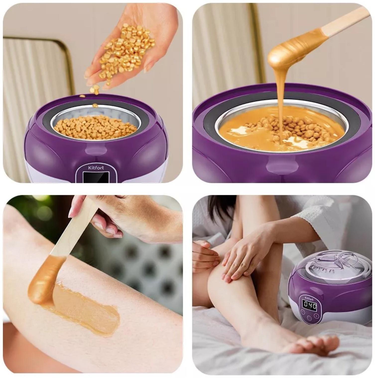 Воскоплав Kitfort КТ-3149-2, баночный, 100 Вт, 500 мл, фиолетовый